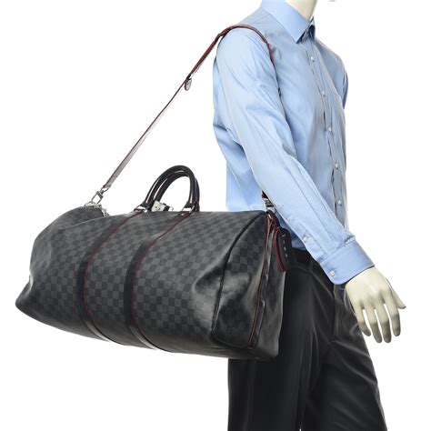 louis vuitton damier carbone keepall|Keepall 55 Bandouliere in Damier Graphite Canvas .